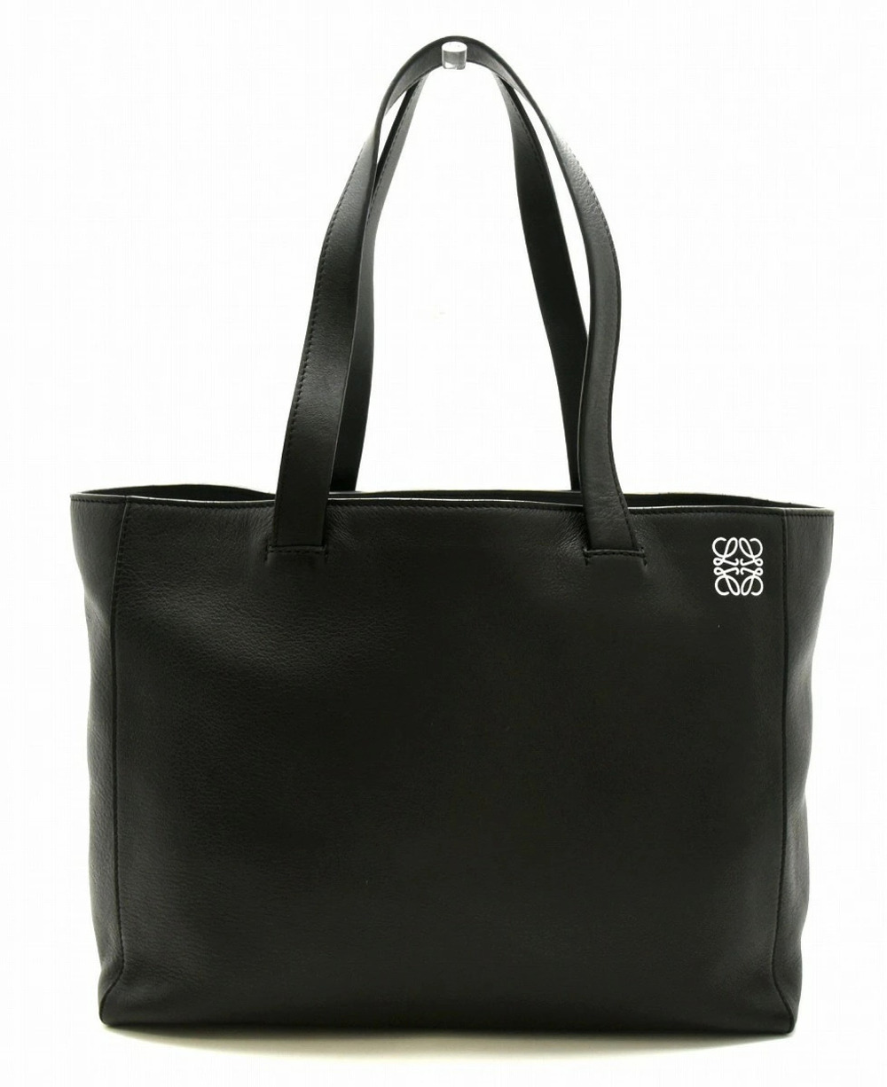 Loewe East West Anagram Tote Bag Shoulder Leather Black
